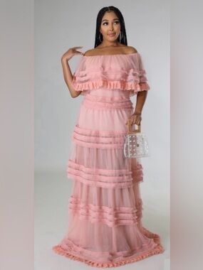 Blush Pink Tiered Maxi Dress
